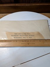 Put In Bay Ohio Silk Cloth Ribbon Gaymans' Outing August 6 1913 Rare Lake Erie  picture