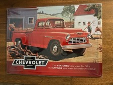 1955 Chevrolet Red Pickup Truck Vintage Style Metal Sign - Licensed picture