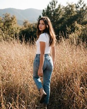 Brunette Curvy Woman Country Field Glamour 8x10 Photo Print - 89258 picture