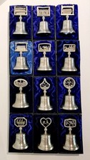 VTG COMPLETE SET CROWN & ROSE 12 DAYS OF CHRISTMAS BELLS--PEWTER picture