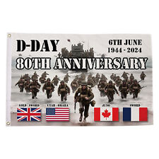 D Day 80th Anniversary Flag 5ft X 3ft 150cm X 90cm Commemorative Banner picture