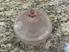 Cambridge Vintage Pink Depression Glass #725 Etched Clambroth Powder Candy Jar picture