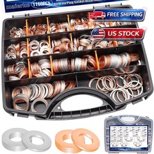 1160PCS Crush Washer Oil Drain Plug,18 Sizes Copper Oil Drain Plug Gasket Asso picture