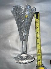 Lead Crystal Cut Glass 8” Tall Bud Flower Vase (34) picture