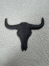 Vintage Cast Iron Longhorn Steer Skull Wall Hanging 7