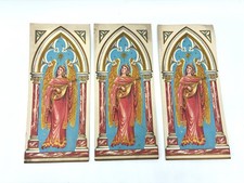 3 Vtg 1950’s greeting cards Kaycrest Cotillion Christmas Angel Playing Lute NOS picture