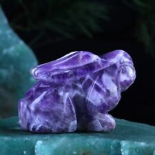 Crystal Bunny Figurine Easter Decoration Amethyst Art Rabbit Statue Ornaments picture