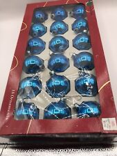 Vintage MCM Glass Blue Trim-a-Tree ORNAMENTS 2 1/2” Balls Made In USA picture