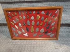 Framed Indian Arrowhead Artifact Collection in Display Case RARE estate find picture