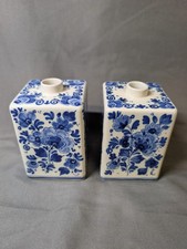 2 Vtg Delft BLAUW Blue White Porcelain Inkwell 2.25