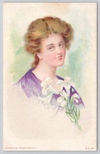 Pretty Lady with Easter Lilies Gray Litho Co 1908 Antique Postcard picture