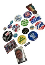Vintage Political Pins 19 Dukakis Kennedy McGovern Clinton Make Peace Not War picture