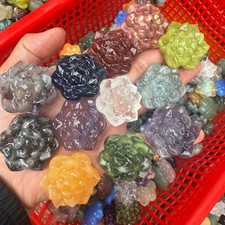 Natural Mixing quartz crystal carved Lotus flower Decor Gift random 5pc picture