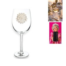 THE QUEENS' JEWELS Round Pearl Jeweled Stemmed Wine Glass 21 oz picture