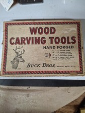 Vintage Buck Bros No. 300 6 Piece Wood Carving Chisel Gouge Tool Set USA Box picture