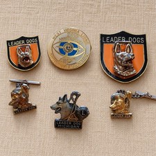 Vintage Lions Club Leader Dogs Guide Dog Pins & Tie Tacks Lot of 6 picture