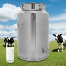 76L/20Gal Milk Jug Milk Can 304 Stainless Steel Sealed Bucket w/Faucet 40*64cm picture