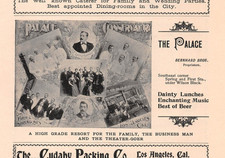 antique 1898 ad PALACE CONSERVATORY Los Angeles CA Dinner & Musical Ensembles picture