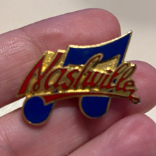 Vintage Nashville Music City Souvenir Enamel Pin – Flag & Script Design picture
