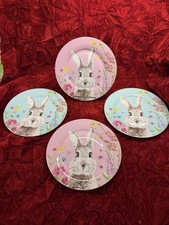 Gracie Bone China 4 Bunny Rabbit Face Dessert Salad 7.5” Plates Stechcol NEW picture