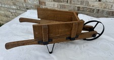 Vintage Antique Style Rustic Wood Wheelbarrow Planter/Decor w  Metal Wheel picture