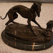 Bronze Whippet Dog W/Chick's  Pierre Jules Mene, Not Signed. picture