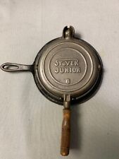 Vintage Stover Jr. No. 8 Cast Iron Waffle Iron with Base & Wood Handles picture