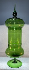 Vintage Green Glass Apothecary Jar picture