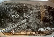 Antiques Vintage Pikes Peak Colorado Heavy Glass Mountain Souvenir Paperweight picture