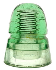 CD 145 Apple Green? H.G.CO. PETTICOAT Antique Glass Telegraph Insulator BEEHIVE picture