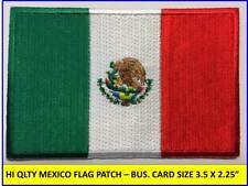 MEXICAN FLAG PATCH IRON-ON SEW-ON EMBROIDERED MEXICO EMBLEM (3½ x 2¼”)- HI QLTY picture