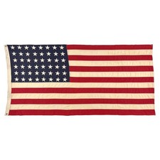 Vintage Cotton Sewn 48 Stars American Cloth Flag USA Antique Textile Art Decor picture