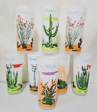 8 BLAKELY GAS ARIZONA CACTUS GLASSES ICED TEA HIGHBALL TOM COLLINS Frosted 1950s picture
