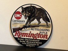 Hi Gloss Remington Umc Wolf Hunting Vintage  Style Metal Sign picture