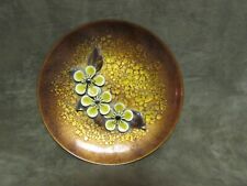 Rare Mid Century vintage Bovano Copper Enamel Plate 3-D Floral w/Leaves AS IS picture