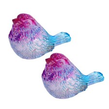 2Pcs 3.7Inch Small Glass Birds Figurines for Home Decor, Blue-Violet picture