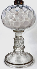 Antique OPALESCENT COIN SPOT Kerosene Oil Stand Lamp RARE 1883 LaBelle Drip Foot picture