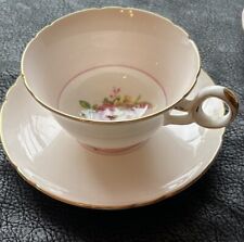 SHELLEY  FINE TEACUP AND SAUCER PALE PINK GOLD TRIM WHITE ROSE BOUQUET picture