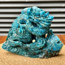 Crystal Dragon Carving Sculpture Natural Stone Figurine Decor  4.1 lb picture