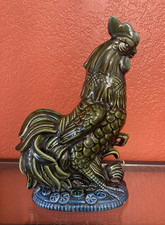 Vtg. INARCO Rooster - Glossy Olive and Blue colored 9