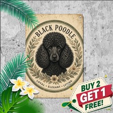 Elegant Poodle Black And Golden Breed Dog Portrait Metal Tin Wall Sign picture