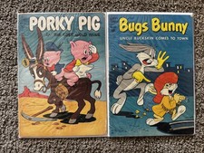 1952 Dell Four Color Comics Lot Bugs Bunny #366 and Porky Pig #399 Golden Age picture