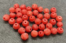 Vintage German 10mm Red Glass Beads Lot of 40 picture