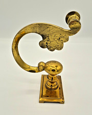 Antique Sand-Cast Brass Fireplace Jamb Hook Hearth Tool Rest Sliding Mount picture