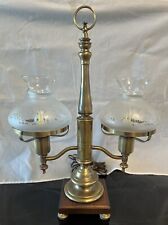 Vintage Frederick Cooper Student Table Lamp With Double Etched Glass Shades picture
