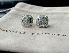 David Yurman Sterling Silver 7mm Earrings Pave Diamond Albion Petite Studs picture