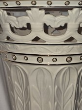 Lenox Florentine & Pearl Large Pierced Ivory Porcelain Vase Gold Trim Faux Pearl picture