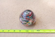 Art Glass Heavy Paperweight colorful round swirl estate find old gift props YU picture