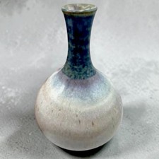 Vintage 1970s Art Studio Pottery Bud Bottle Stoneware Glaze VASE 7” American picture
