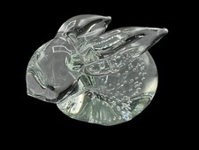 Vintage Art Glass Paperweight Bunny Rabbit Easter Decor Figurine 3.5